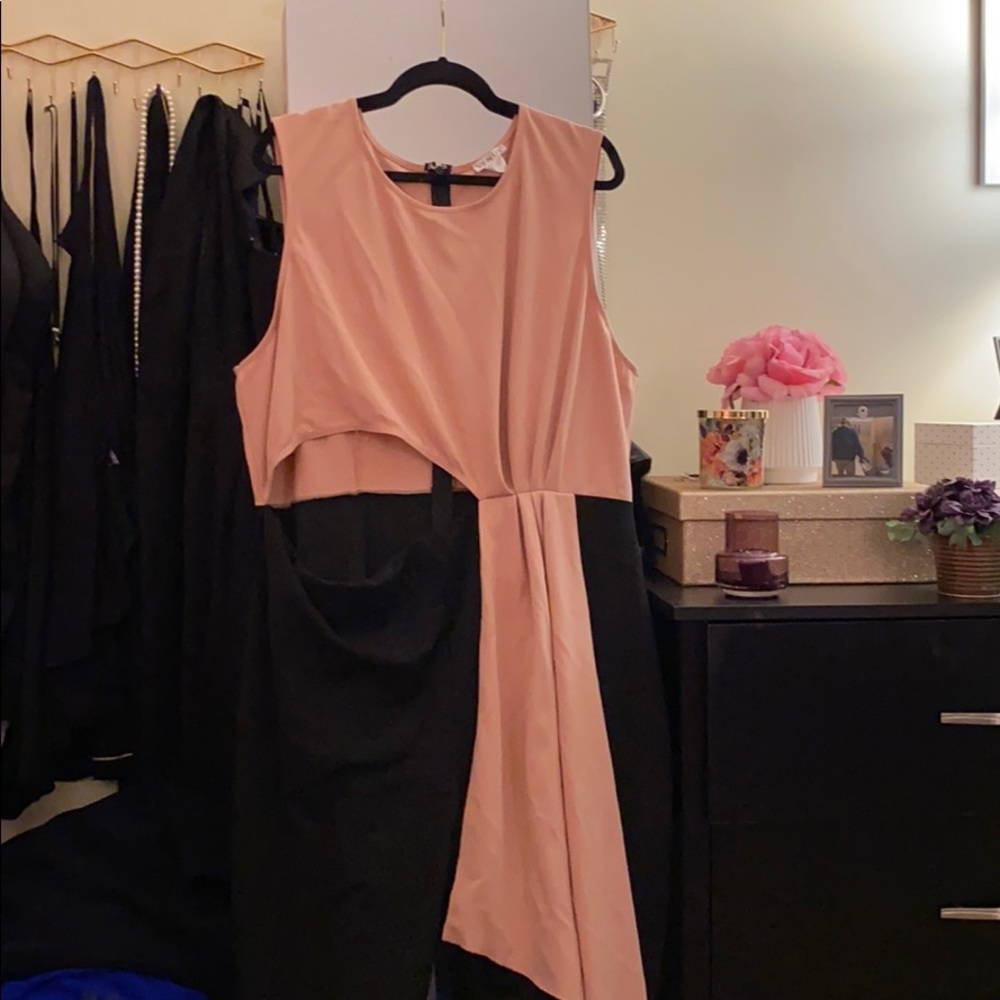 NWOT light pink and black stretchy jumpsuit